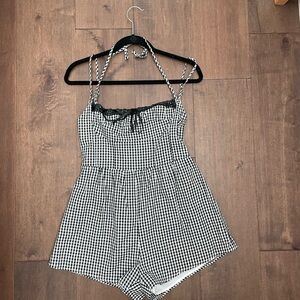Princess Polly Monochrome Gingham Romper
